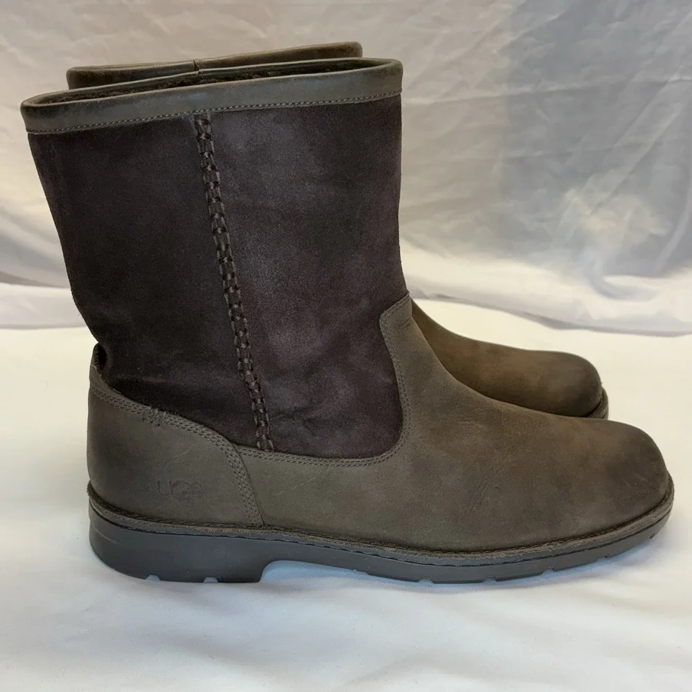 Ugg Foerster Sheepskin Leather Boots Mens 12 Suede Waterproof Wool Lined 1007796